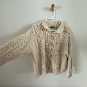Vintage Ireland Arancrafts wool zip up sweater